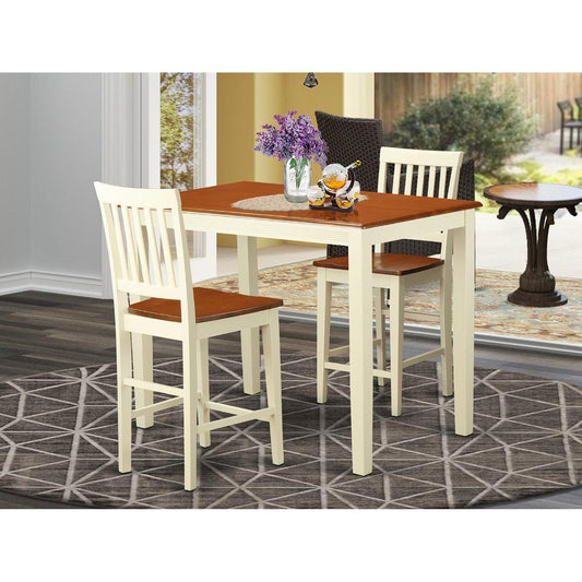 3 Pc Counter Height Pub Set - Kitchen Dinette Table And 2 Kitchen Bar Stool. By East West Furniture | Bar Stools & Table | Modishstore
