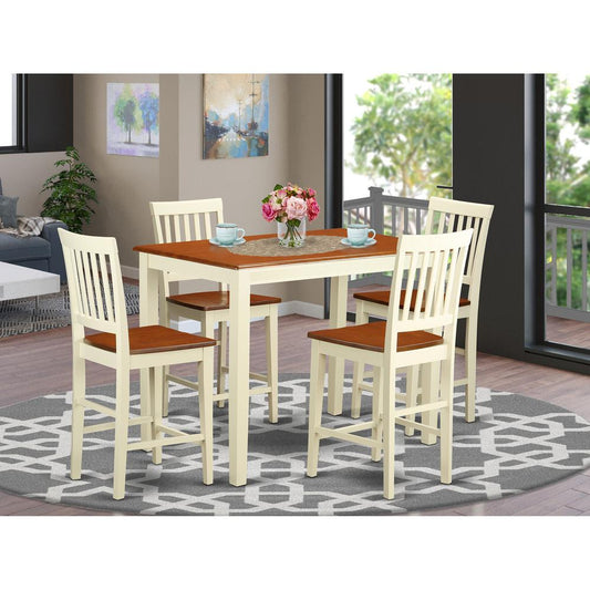 5 Pc Counter Height Set-Pub Table And 4 Bar Stools With Backs By East West Furniture | Bar Stools & Table | Modishstore