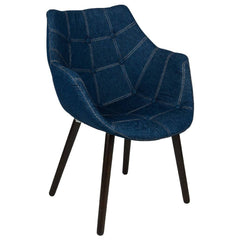 LeisureMod Milburn Tufted Denim Lounge Chair