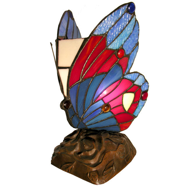 Tiffany Style Blue Butterfly Accent Lamp By Homeroots | Table Lamps | Modishstore