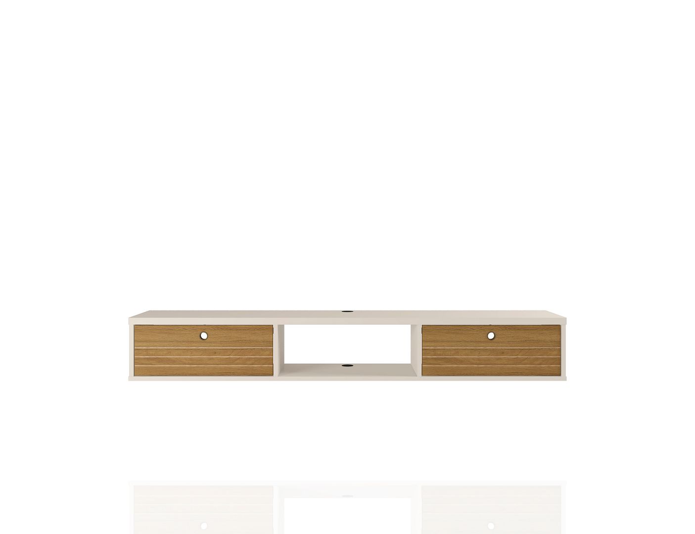 Manhattan Comfort Liberty 62.99 Mid-Century Modern Floating Office Desk with 3 Shelves in Off White and Cinnamon | Desks | Modishstore