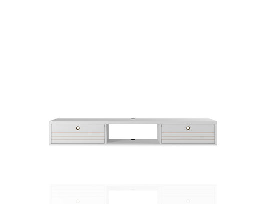 Manhattan Comfort Liberty 62.99 Mid-Century Modern Floating Office Desk with 3 Shelves in White | Desks | Modishstore