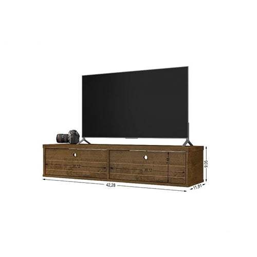 Manhattan Comfort Liberty 42.28 Mid-Century Modern Floating Entertainment Center with 2 Shelves in Rustic Brown | TV Stands | Modishstore - 3