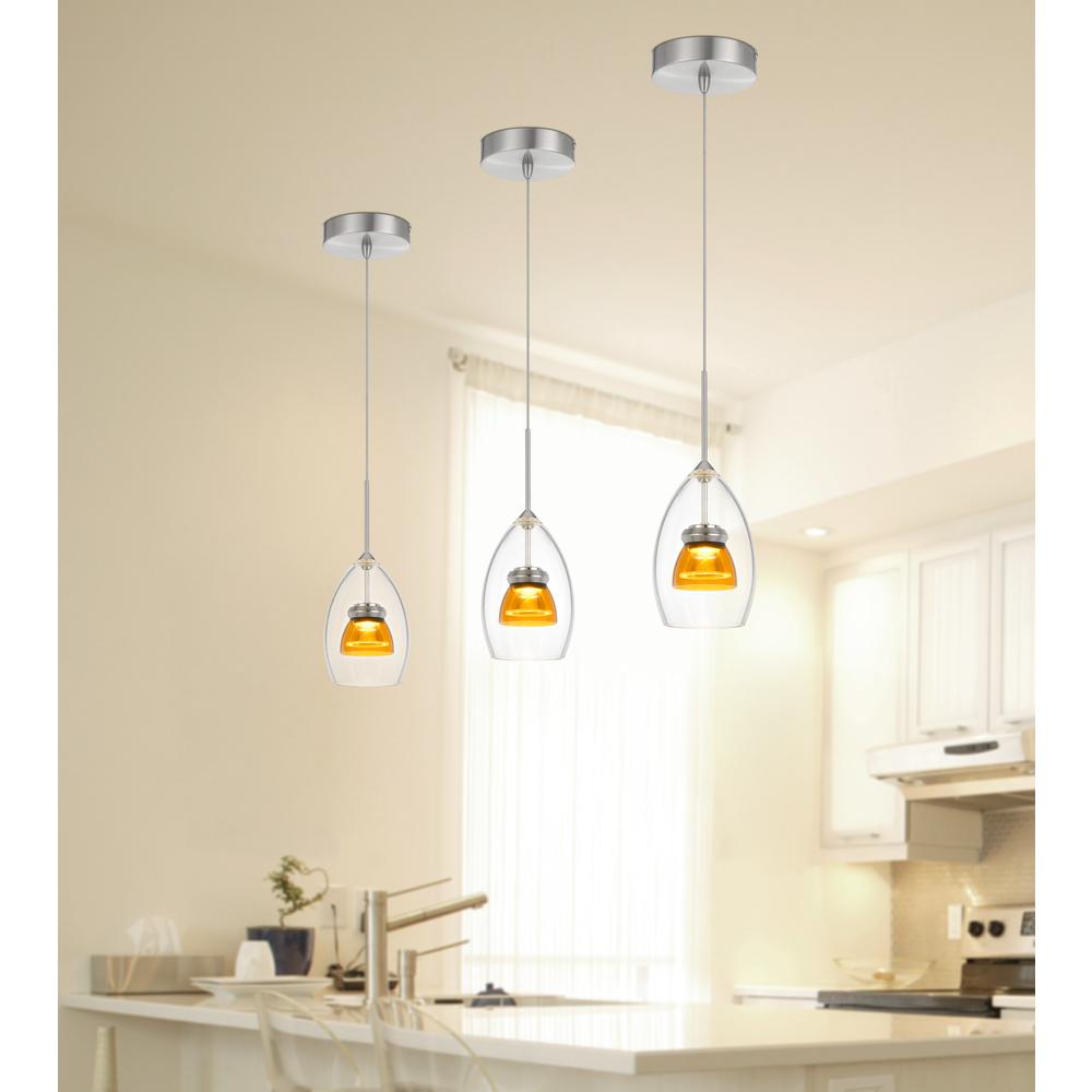 Integrated Dimmable Led Double Glass Mini Pendant Light. 6W, 450 Lumen, 3000K, Clear Yellow By Cal Lighting | Pendant Lamps | Moidshstore - 3