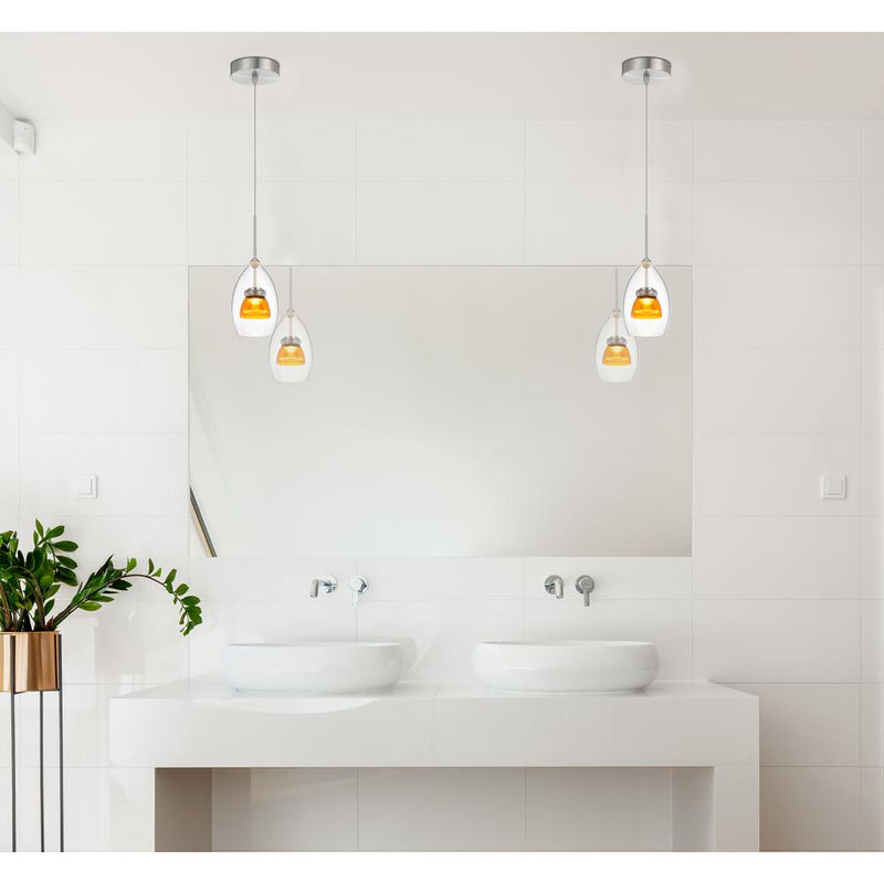 Integrated Dimmable Led Double Glass Mini Pendant Light. 6W, 450 Lumen, 3000K, Clear Yellow By Cal Lighting | Pendant Lamps | Moidshstore