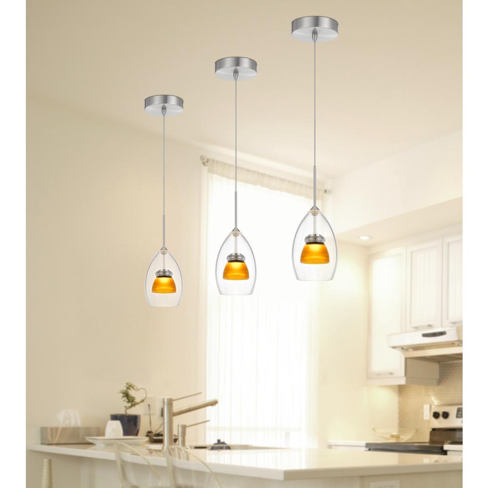 Integrated Dimmable Led Double Glass Mini Pendant Light. 6W, 450 Lumen, 3000K, Frosted Yellow By Cal Lighting | Pendant Lamps | Moidshstore - 3