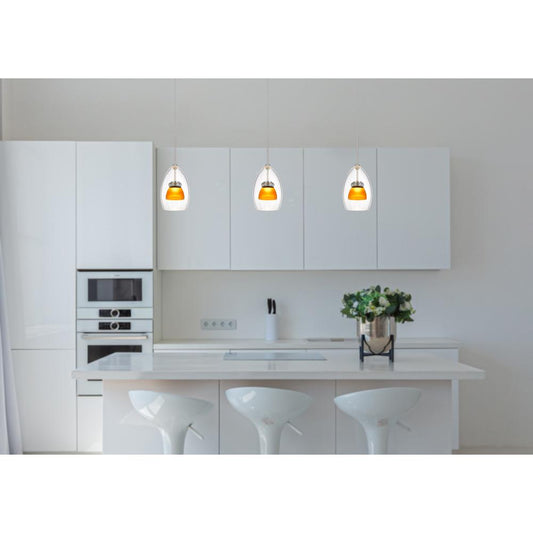 Integrated Dimmable Led Double Glass Mini Pendant Light. 6W, 450 Lumen, 3000K, Frosted Yellow By Cal Lighting | Pendant Lamps | Moidshstore