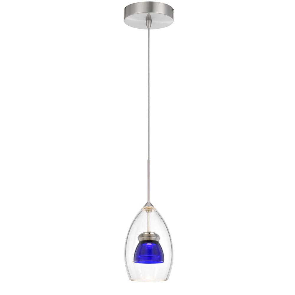 Integrated Dimmable Led Double Glass Mini Pendant Light. 6W, 450 Lumen, 3000K, Clear Blue By Cal Lighting | Pendant Lamps | Moidshstore - 2