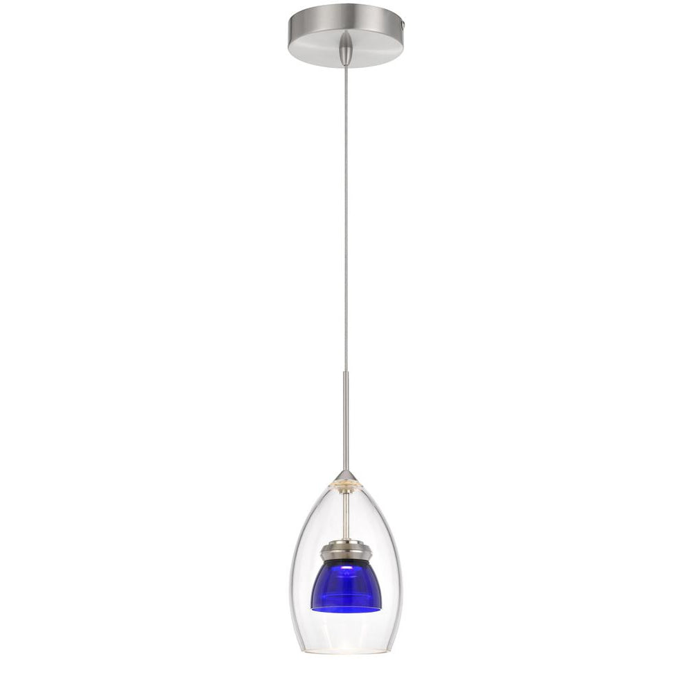 Integrated Dimmable Led Double Glass Mini Pendant Light. 6W, 450 Lumen, 3000K, Clear Blue By Cal Lighting | Pendant Lamps | Moidshstore - 2