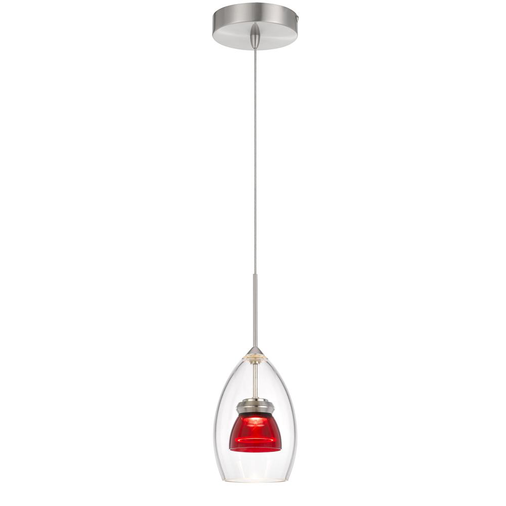 Integrated Dimmable Led Double Glass Mini Pendant Light. 6W, 450 Lumen, 3000K, Red Clear By Cal Lighting | Pendant Lamps | Moidshstore - 2