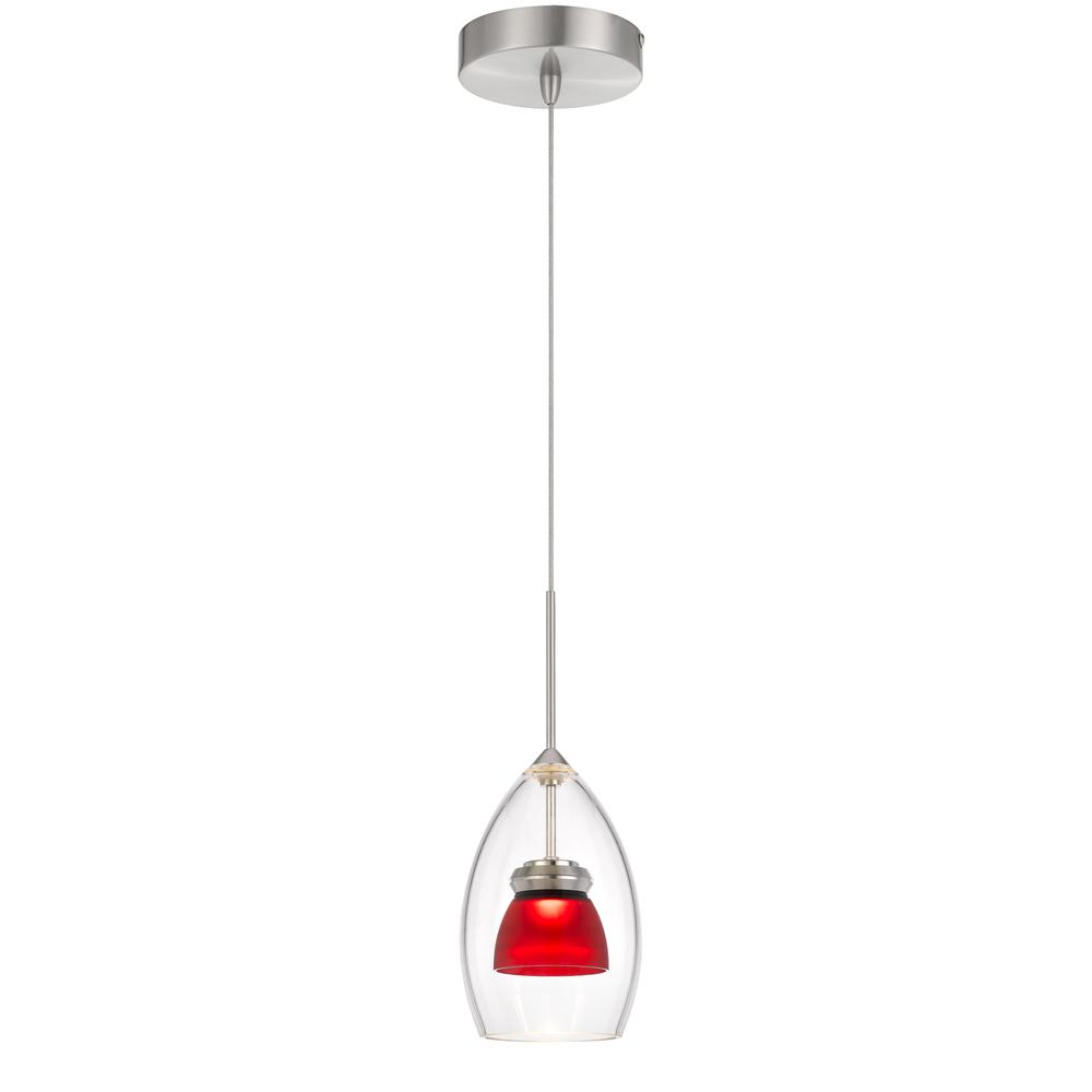 Integrated Dimmable Led Double Glass Mini Pendant Light. 6W, 450 Lumen, 3000K, Frosted Red By Cal Lighting | Pendant Lamps | Moidshstore - 2