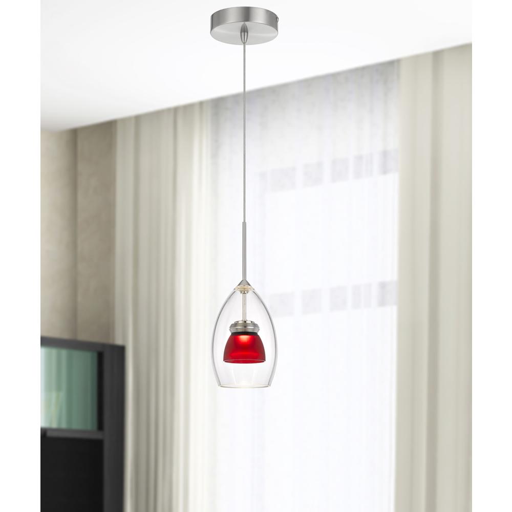 Integrated Dimmable Led Double Glass Mini Pendant Light. 6W, 450 Lumen, 3000K, Frosted Red By Cal Lighting | Pendant Lamps | Moidshstore - 3