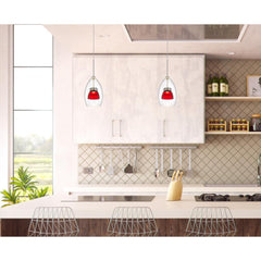 Integrated Dimmable Led Double Glass Mini Pendant Light. 6W, 450 Lumen, 3000K, Frosted Red By Cal Lighting