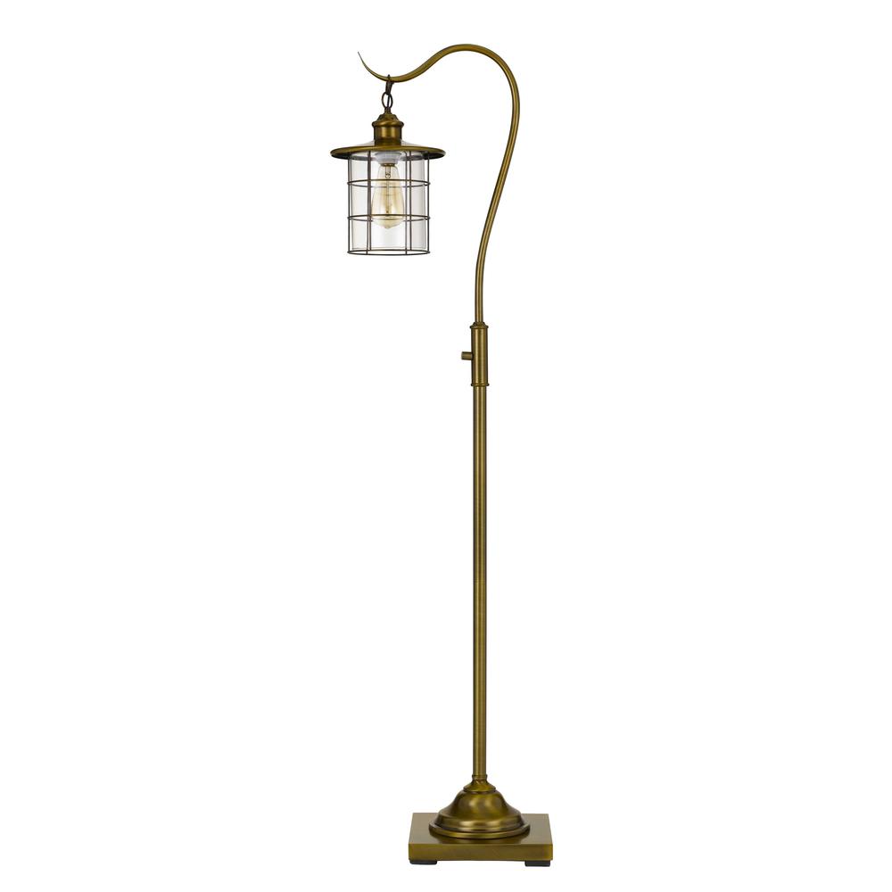 Silverton Desk Lamp With Glass Shade (Edison Bulb Included) Rubbed Antiqued Brass By Cal Lighting | Floor Lamps | Moidshstore