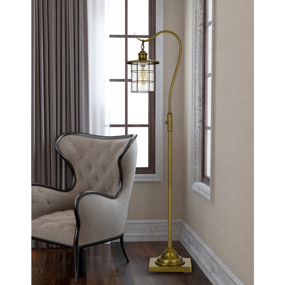 Silverton Desk Lamp With Glass Shade (Edison Bulb Included) Rubbed Antiqued Brass By Cal Lighting | Floor Lamps | Moidshstore - 2