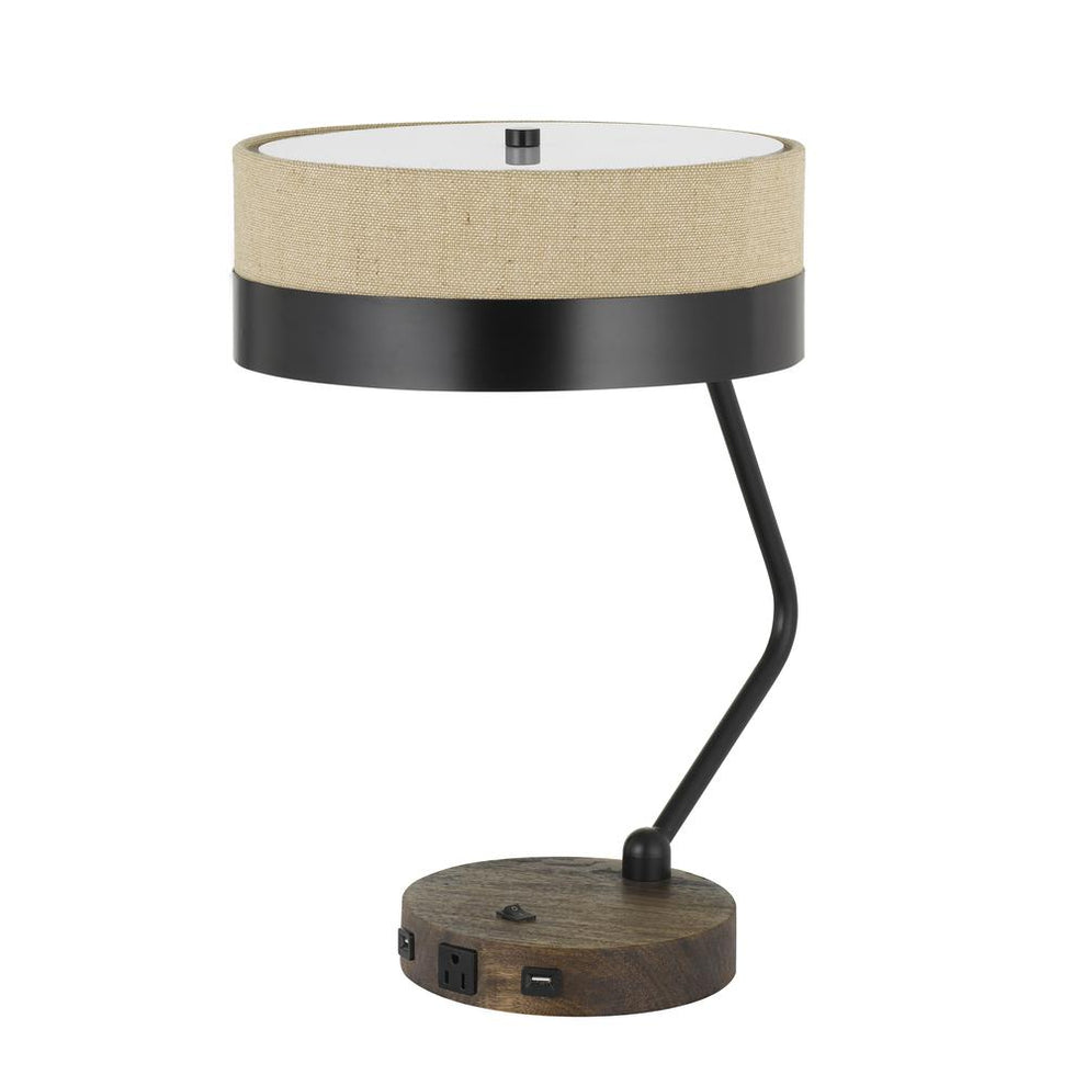 60W X 2 Parson Metal/Wood Desk Lamp With Metal/Fabric Shade With 2 Usb Ports By Cal Lighting | Desk Lamps | Moidshstore - 2