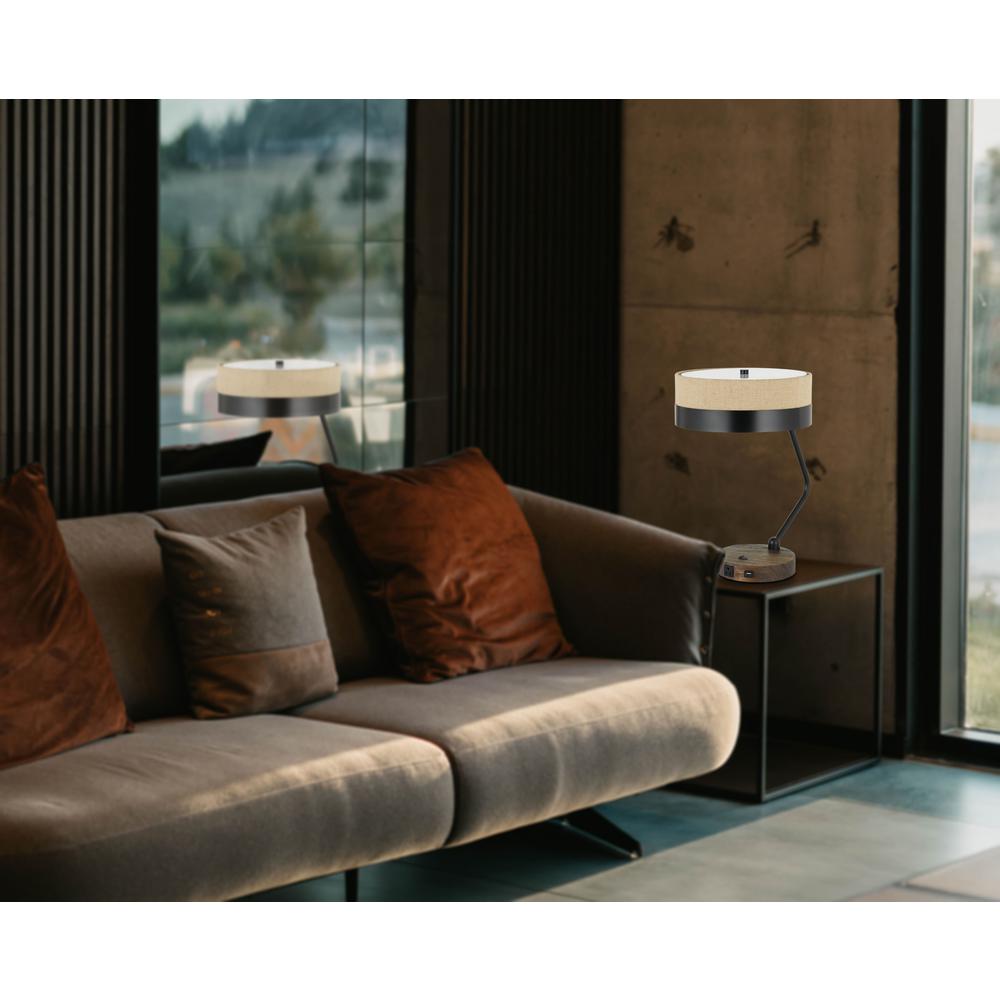 60W X 2 Parson Metal/Wood Desk Lamp With Metal/Fabric Shade With 2 Usb Ports By Cal Lighting | Desk Lamps | Moidshstore