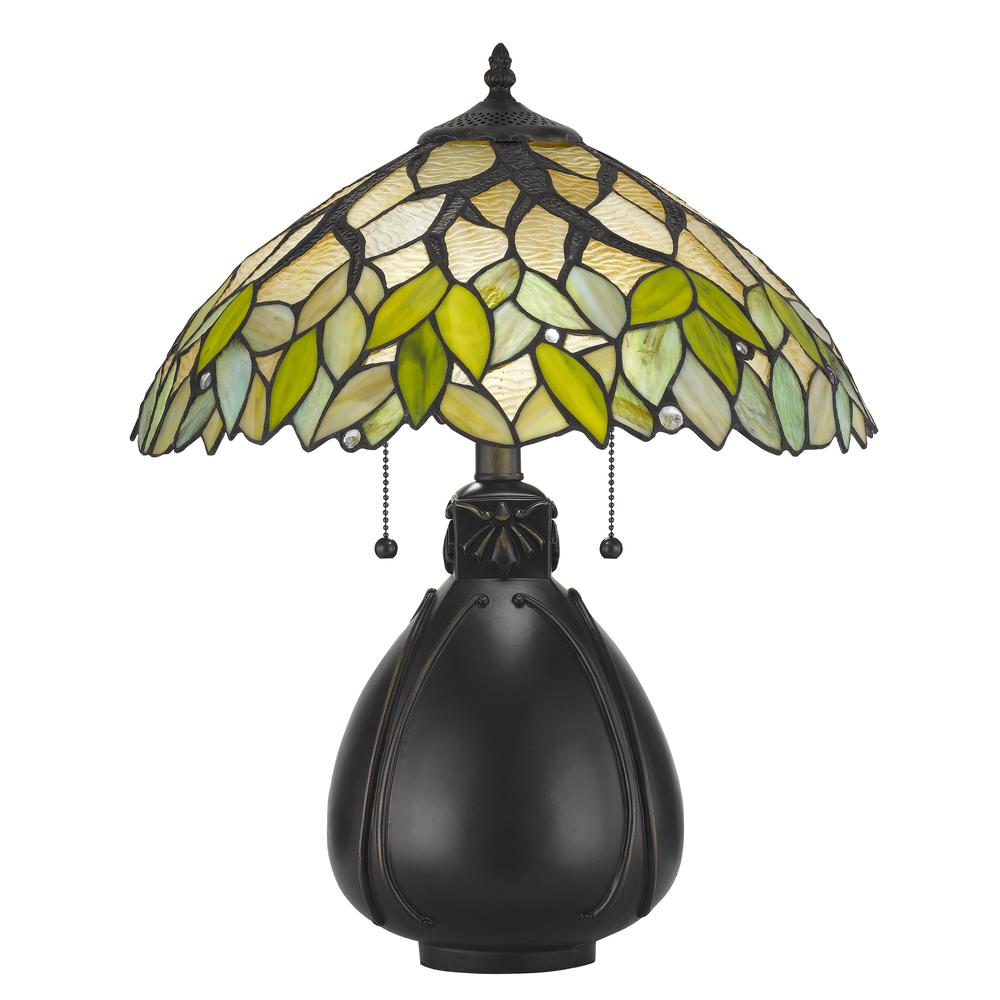 60W X 2 Tiffany Table Lamp 19.25" Height Resin Table Lamp In Tiffany Finish By Cal Lighting | Table Lamps | Moidshstore - 2