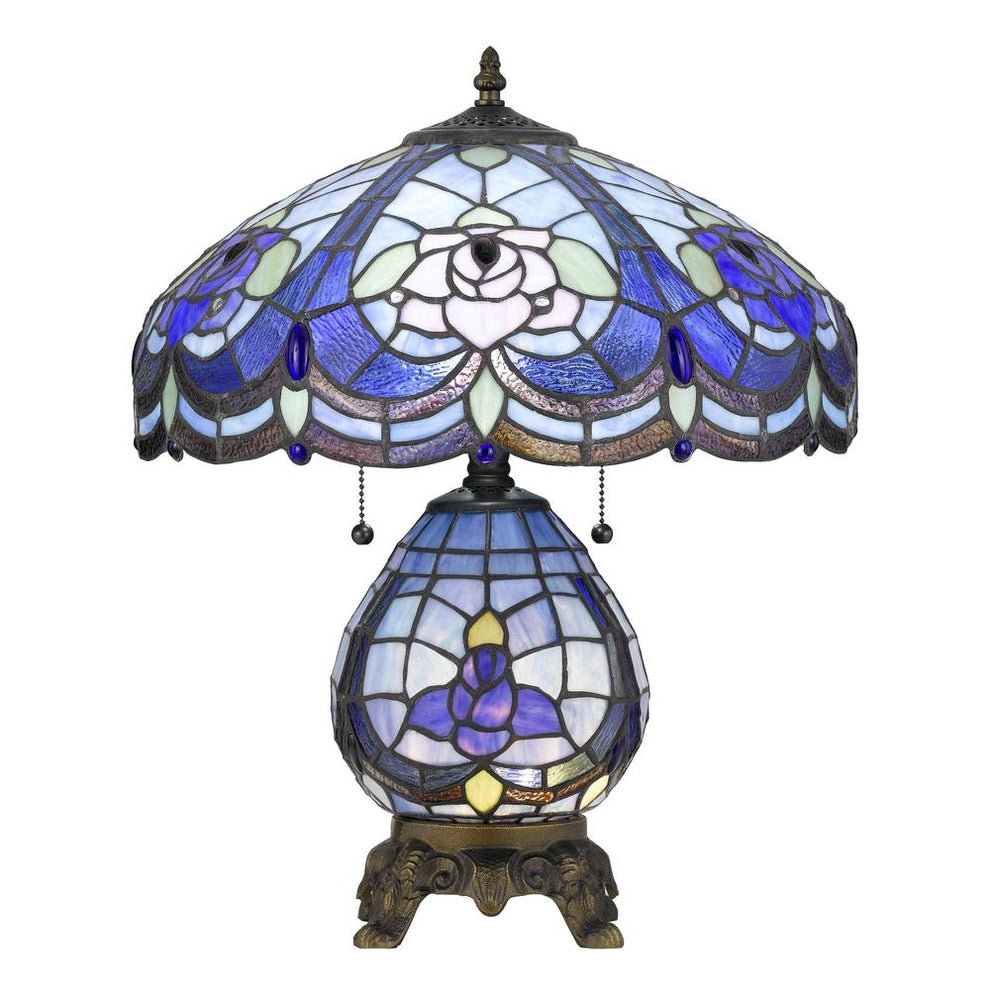 60W X 2 Tiffany Table Lamp With 7W Night Light 19.33" Height Resin Table Lamp In Tiffany Finish By Cal Lighting | Table Lamps | Moidshstore - 2