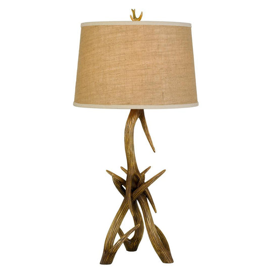 150W 3 Way Drummond Antler Resin Table Lamp With Burlap Shade By Cal Lighting | Table Lamps | Moidshstore