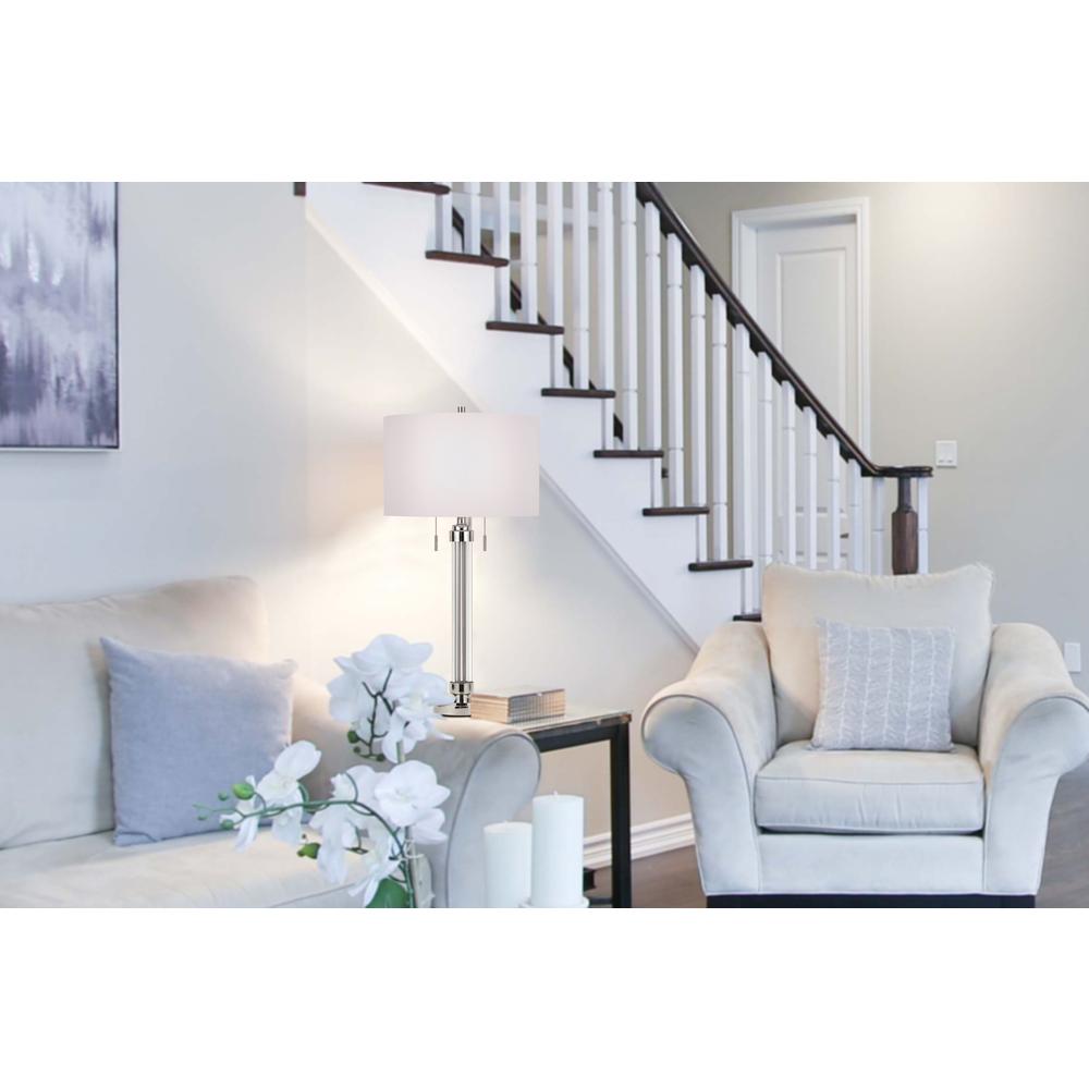 60W X 2 Montilla Metal/Acrylic Table Lamp With Fabric Shade By Cal Lighting | Table Lamps | Moidshstore