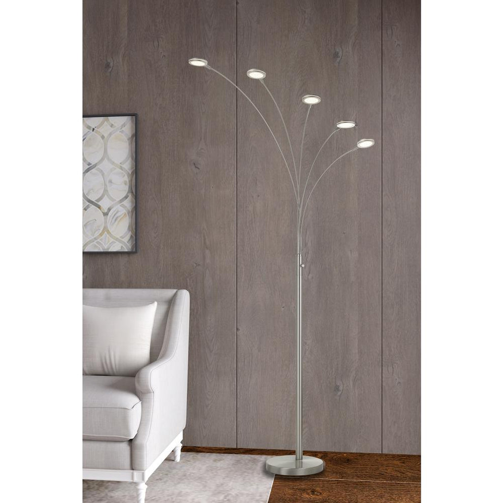Cremona Integrated Led Metal Arc Floor Lamp 79" Height Metal Floor Lamp In Brushed Steel Finish By Cal Lighting | Floor Lamps | Moidshstore - 2