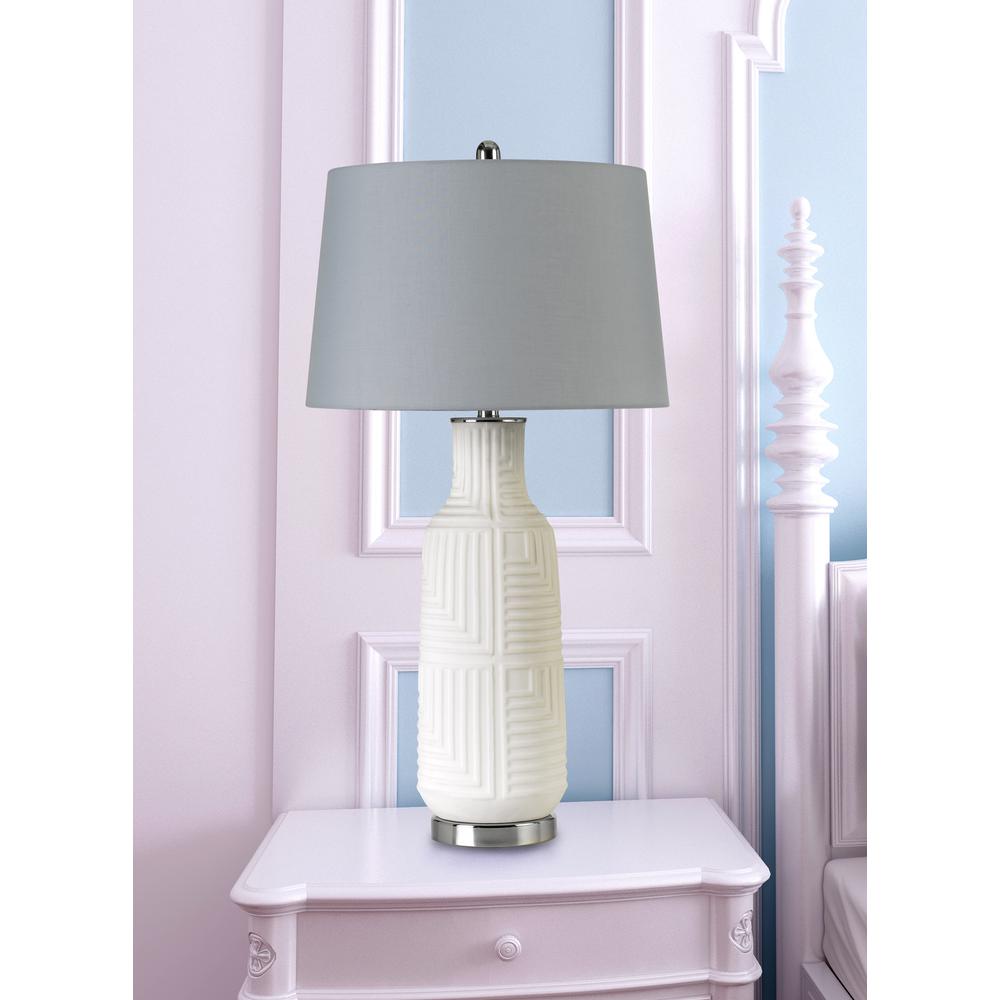 Fiumicino Ceramic Table Lamp With Hardback Fabric Shade With Inner Lining By Cal Lighting | Table Lamps | Moidshstore - 2
