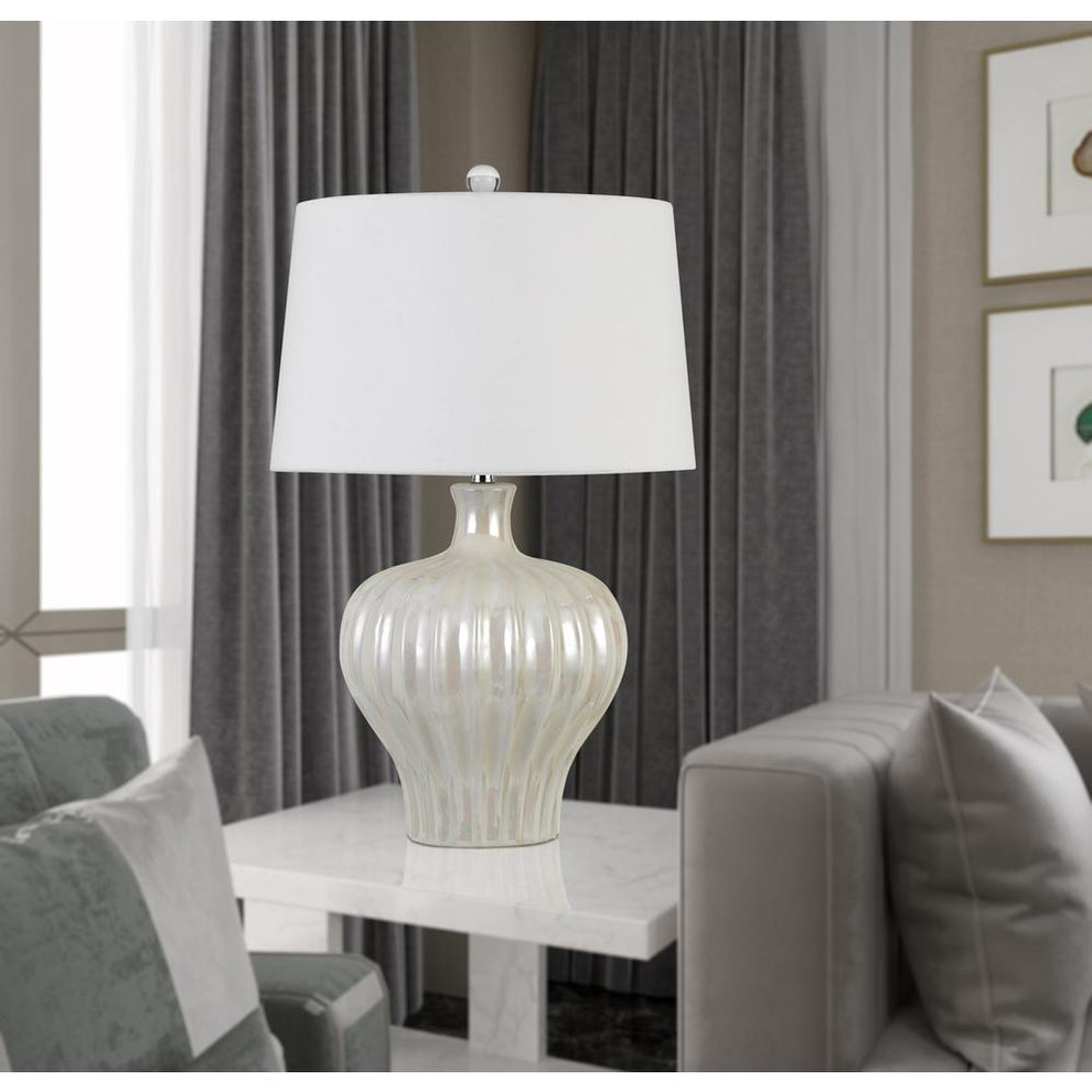 Afragola Ceramic Table Lamp With Hardback Fabric Shade By Cal Lighting | Table Lamps | Moidshstore - 2