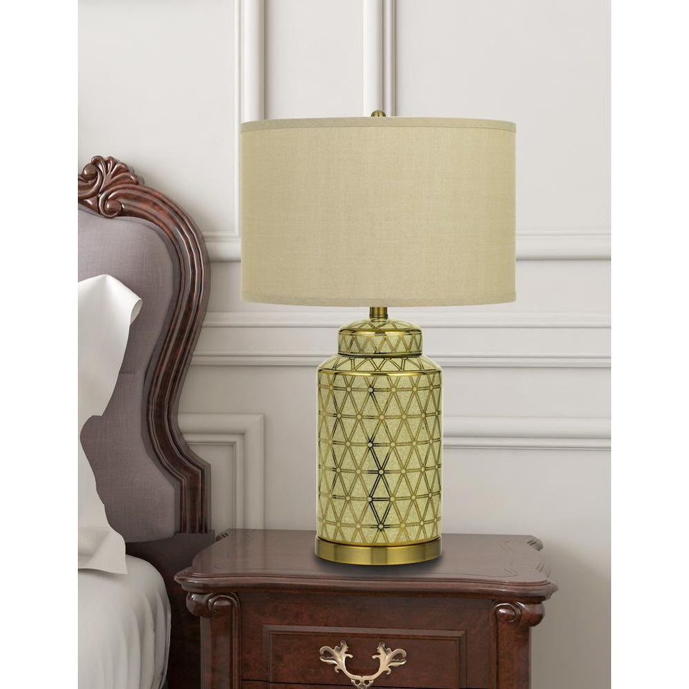 Barletta Ceramic Table Lamp With Hardback Fabric Shade (Sold And Priced As Pairs) By Cal Lighting | Table Lamps | Moidshstore - 2