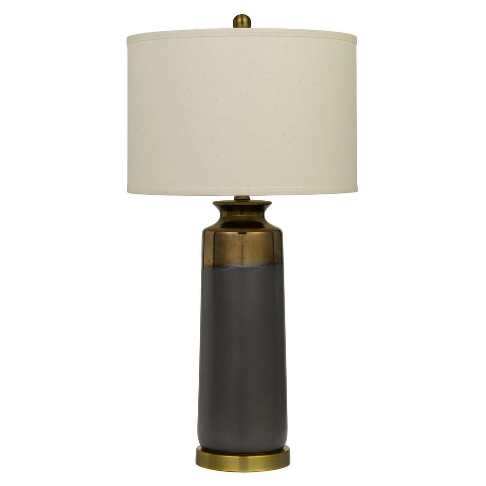 Lecce Copper Glazed Ceramic Table Lamp With Hardback Fabric Shade By Cal Lighting | Table Lamps | Moidshstore