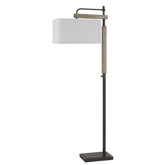 Alloa Metal/Wood Floor Lamp With Rectangular Linen Shade By Cal Lighting | Floor Lamps | Moidshstore