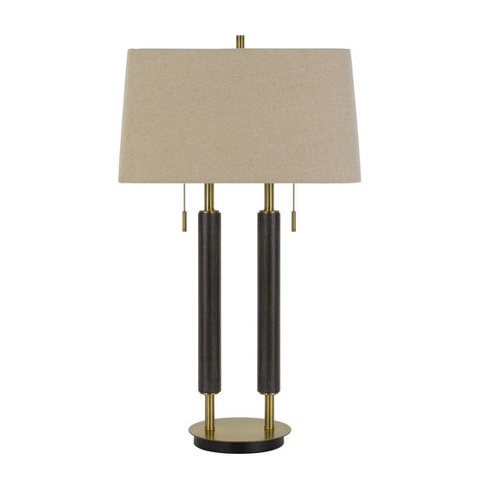 Avellino Metal/Wood Desk Lamp With Rectangular Burlap Shade And Pull Chain Switch By Cal Lighting | Desk Lamps | Moidshstore
