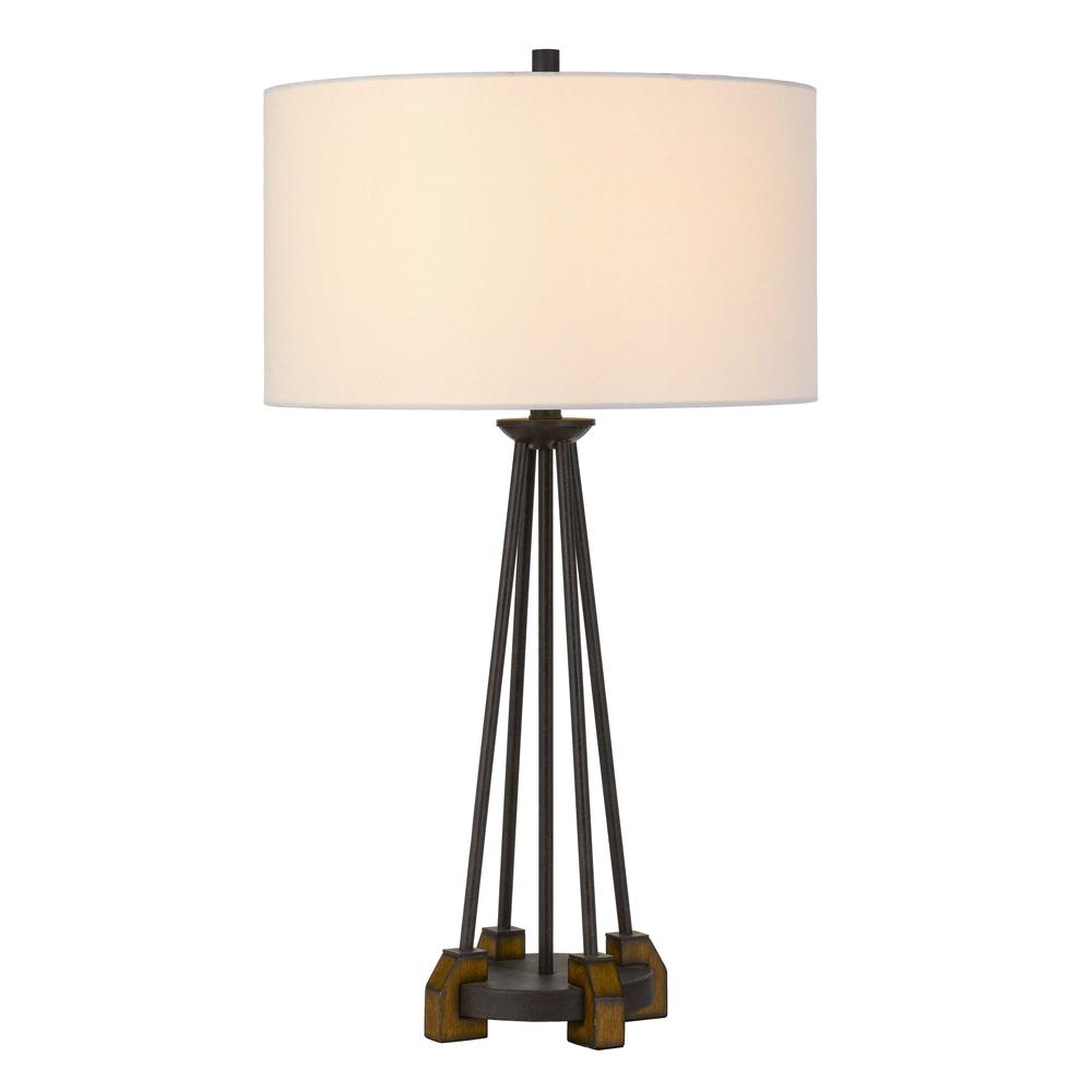 Bellewood Metal/Wood Table Lamp With Fabric Drum Shade By Cal Lighting | Table Lamps | Moidshstore - 3