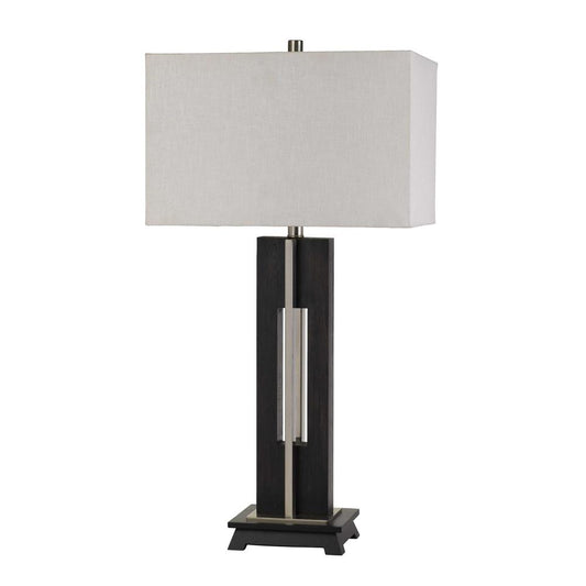 Glenview Metal/Wood Table Lamp With Rectangular Fabric Shade By Cal Lighting | Table Lamps | Moidshstore