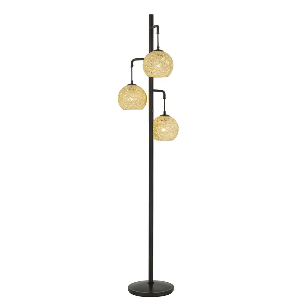 Sardis Metal Floor Lamp With Round Roped Shade By Cal Lighting | Floor Lamps | Moidshstore - 3