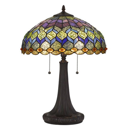 Tiffany Table Lamp 22.5" Height Tiffany Table Lamp In Dark Bronze Finish By Cal Lighting | Table Lamps | Moidshstore