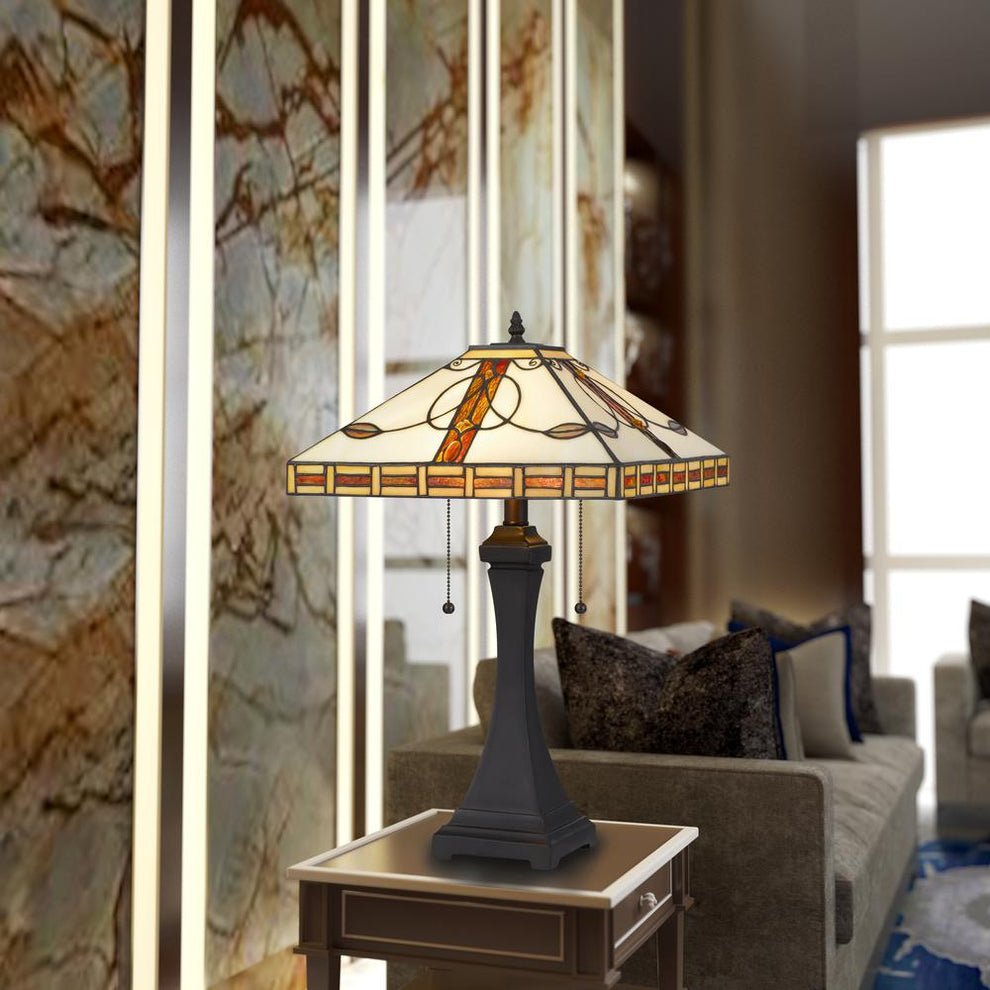 Tiffany Table Lamp 22.25" Height Tiffany Table Lamp In Dark Bronze Finish By Cal Lighting | Table Lamps | Moidshstore - 2