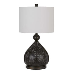 Milton Laser Cut Metal Table Lamp With Drum Shade By Cal Lighting