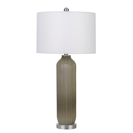 150W Catalina Glass Table Lamp With Drum Hardback Fabric Shade By Cal Lighting | Table Lamps | Moidshstore