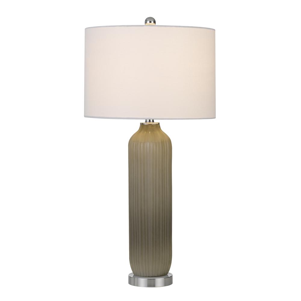 150W Catalina Glass Table Lamp With Drum Hardback Fabric Shade By Cal Lighting | Table Lamps | Moidshstore - 3