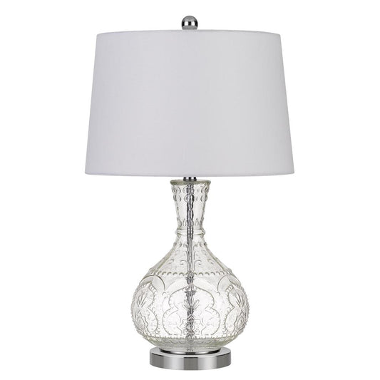 150W Nador Glass Table Lamp With Taper Drum Hardback Fabric Shade By Cal Lighting | Table Lamps | Moidshstore