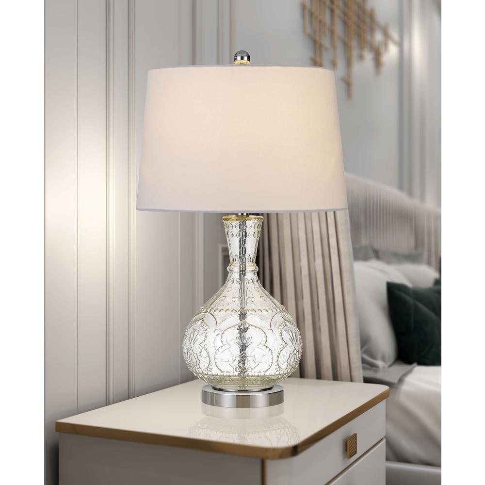 150W Nador Glass Table Lamp With Taper Drum Hardback Fabric Shade By Cal Lighting | Table Lamps | Moidshstore - 3