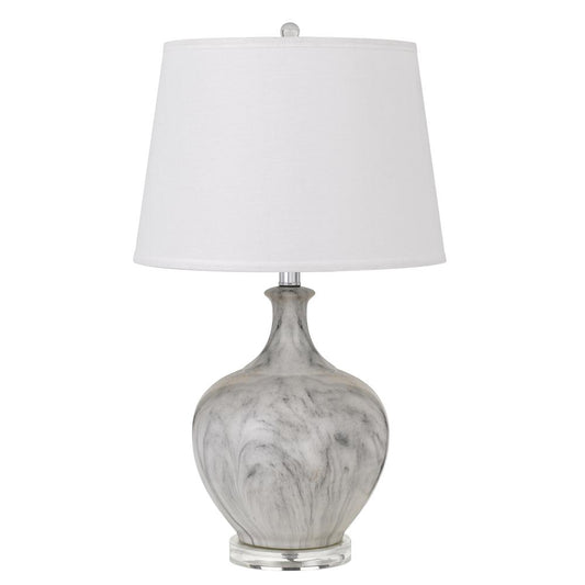 150W 3 Way Harlingen Ceramic Table Lamp With Taper Drum Linen Hardback Shade By Cal Lighting | Table Lamps | Moidshstore