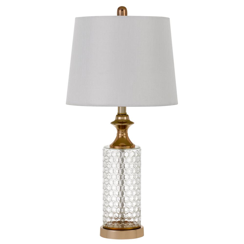 100W Breda Glass Table Lamp With Taper Drum Hardback Fabric Shade  (Priced And Sold As Pairs) By Cal Lighting | Chandeliers | Moidshstore