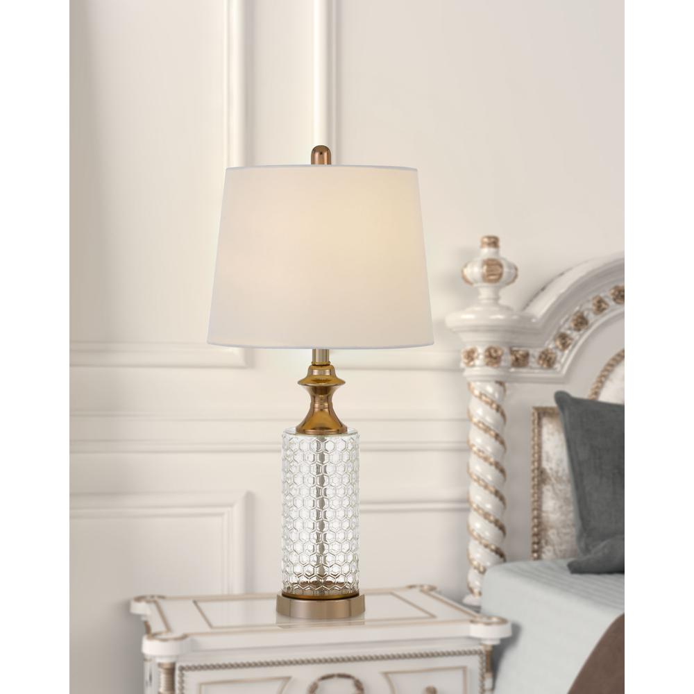 100W Breda Glass Table Lamp With Taper Drum Hardback Fabric Shade  (Priced And Sold As Pairs) By Cal Lighting | Chandeliers | Moidshstore - 2