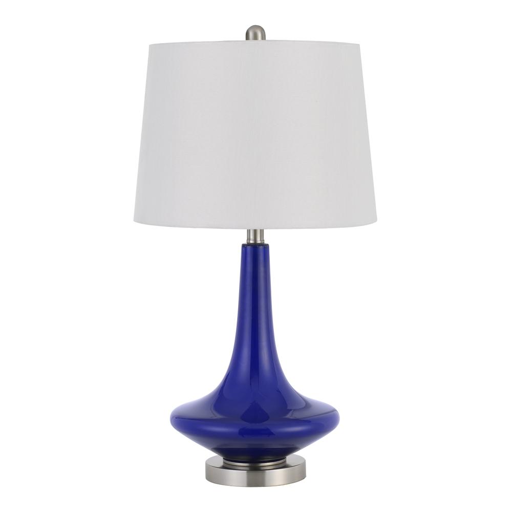 100W Kleve Glass Table Lamp With Taper Drum Hardback Linen Shade  (Priced And Sold As Pairs) By Cal Lighting | Chandeliers | Moidshstore