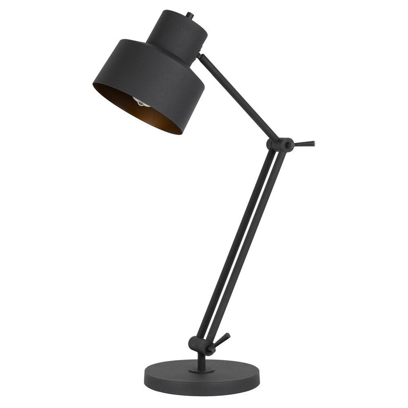 60W Davidson Metal Desk Lamp With Weighted Base, Adjustable Upper And Lower Arms. On Off Socket Switch, Matte Black By Cal Lighting | Desk Lamps | Moidshstore