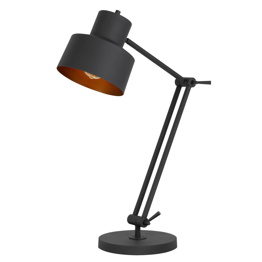 60W Davidson Metal Desk Lamp With Weighted Base, Adjustable Upper And Lower Arms. On Off Socket Switch, Matte Black By Cal Lighting | Desk Lamps | Moidshstore - 3