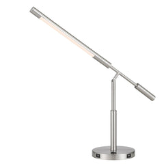 Auray Integrated Led Desk Lamp With 2 Usb Charing Ports. 780 Lumen, 3000K, On Off Rocker Switch At Base., Brushed Steel By Cal Lighting