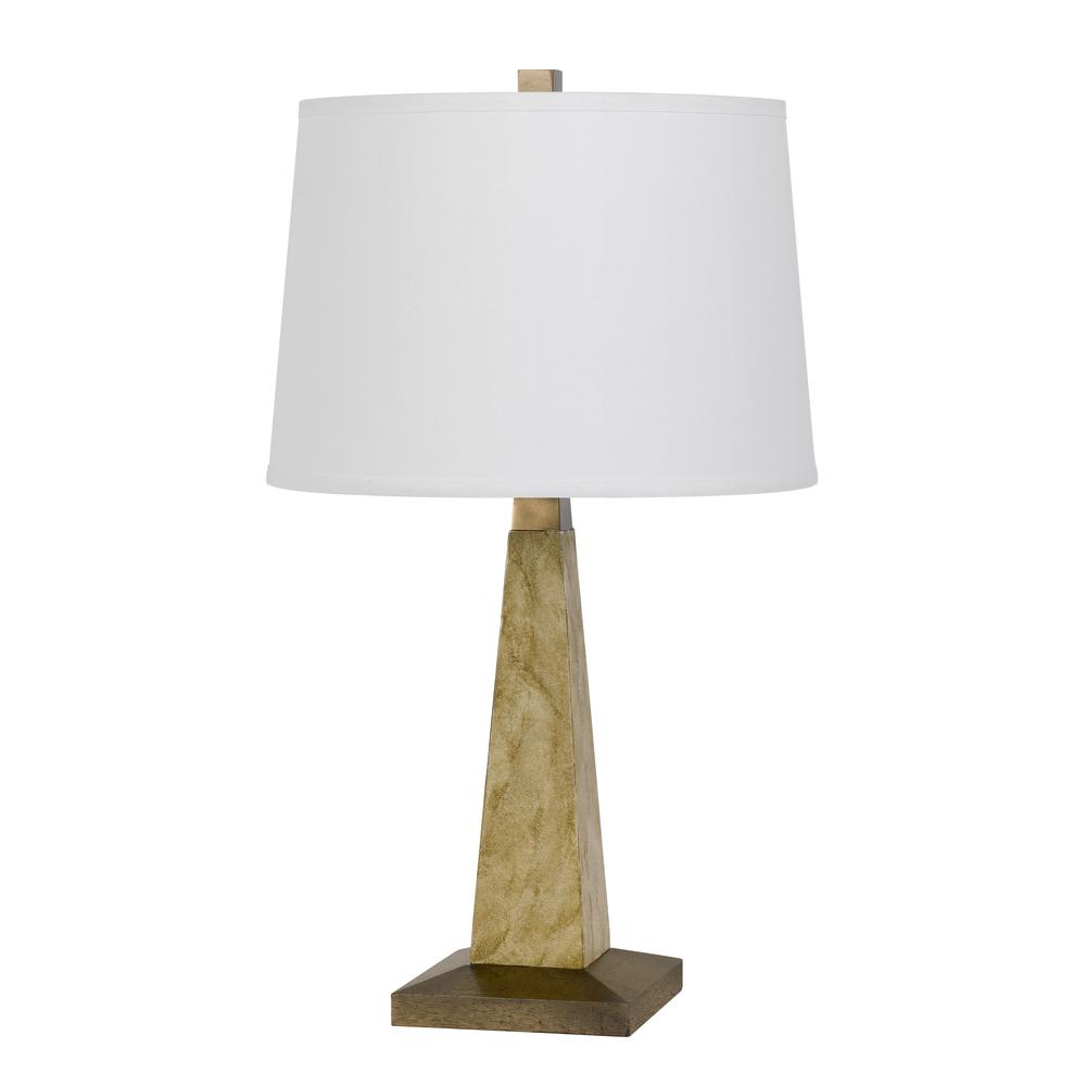150W 3 Way Ravenna Resin Pyramid Design Table Lamp With Hardback Taper Fabric Drum Shade, Earth By Cal Lighting | Table Lamps | Moidshstore - 3